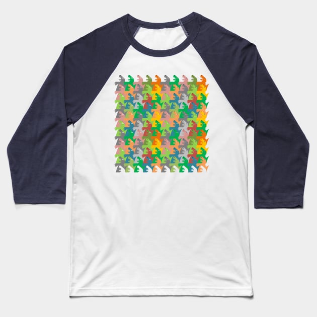Dinosaur Tessellation Baseball T-Shirt by inotyler